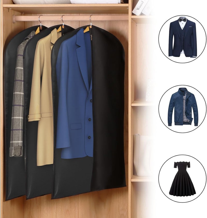 KEEGH 43" Garment Bags for Hanging Clothes, Suit Cover Bags for Men, Suit Bags for Closet Storage or Travel, Suit Protector Bag Clothes Cover for Suits Shirts Coat with Big Clear Window, 6 Pack, Black - Image 3