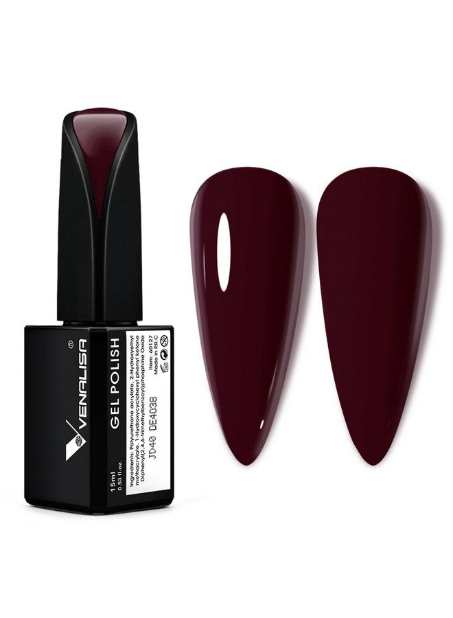 V VENALISA VENALISA 15ml Dark Red Gel Nail Polish, Deep Cherry Red Gel Polish Color Soak Off UV LED Nail Gel Polish Nail Art Starter Manicure Salon DIY at Home, 0.53 OZ - Image 1