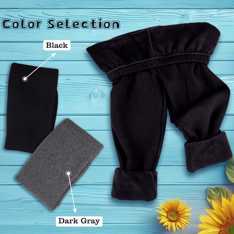 FEQO 2 Pack Girls Fleece Lined Leggings Thick Thermal Tights Full Length Pants Kids Winter Warm Leggings, 10-12 Years (Black, Dark Gray) - Image 4