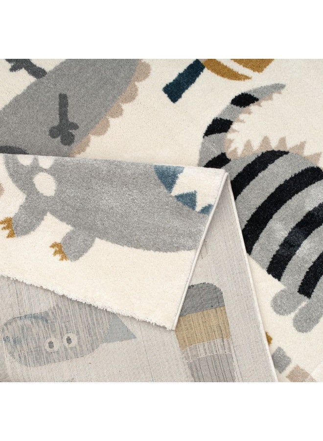 DANUBE HOME Kinder Dino Kids Rug | Washable Kids Rugs Style | Polypropylene + Polyester Area Rug Floor Covering | Indoor Carpet For Living Room Dining Bedroom 160X230cm-Grey - Image 4