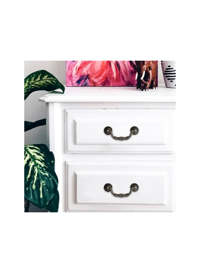 S-TOP 6PCS Antique Bronze Drop Bail Pulls,Vintage Carved Cabinet Pulls Handles,5.0" Hole Centers Retro Drawer Knobs,Texture on Handle for Drawer Dresser Closet with Screws (Large 5" Hole Centers) - Image 3