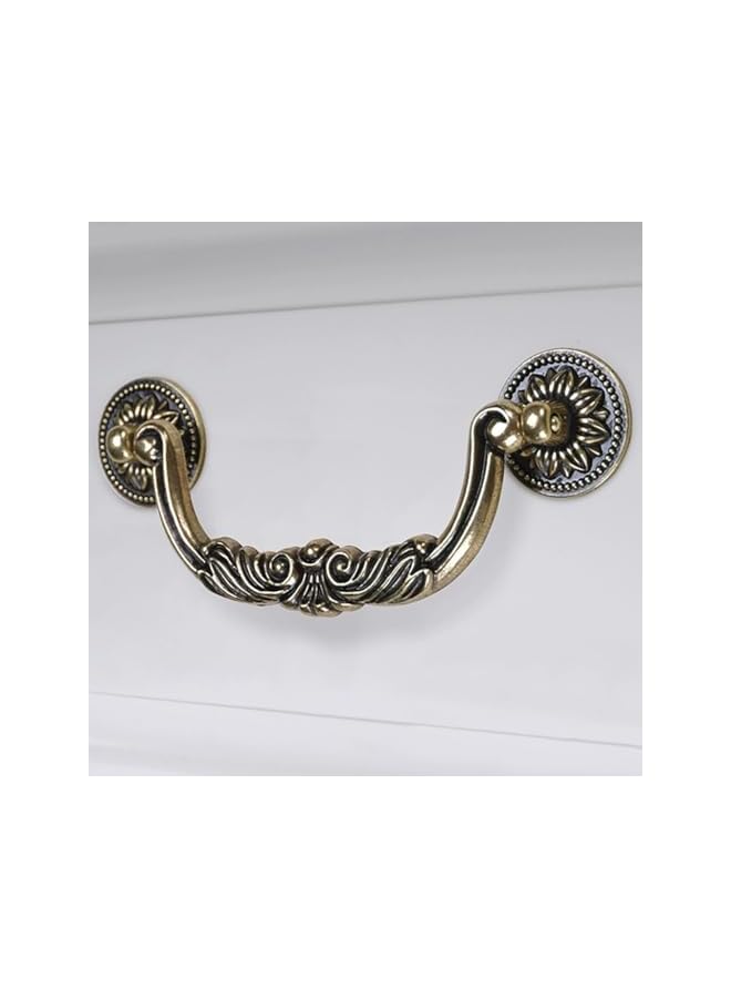 S-TOP 6PCS Antique Bronze Drop Bail Pulls,Vintage Carved Cabinet Pulls Handles,5.0" Hole Centers Retro Drawer Knobs,Texture on Handle for Drawer Dresser Closet with Screws (Large 5" Hole Centers) - Image 2