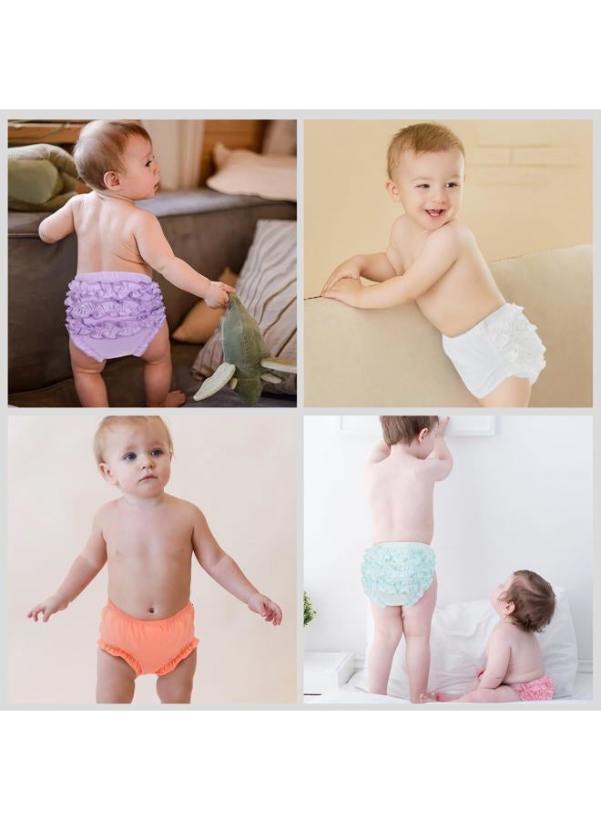 Poocen 5 عبوة غطاء حفاضات مزخرف - شورتات قطنية لطيفة للفتيات الصغيرات، سراويل - ملابس داخلية للفتيات الصغيرات، ألوان مختلطة، 9-12 شهرًا - Image 2