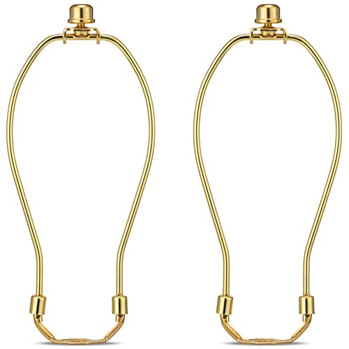 Brass 8 Inch Lamp Harp 2 Set Detachable Shade Holder for Table Floor Lamps Heavy Duty Bracket with Standard Saddle Finial