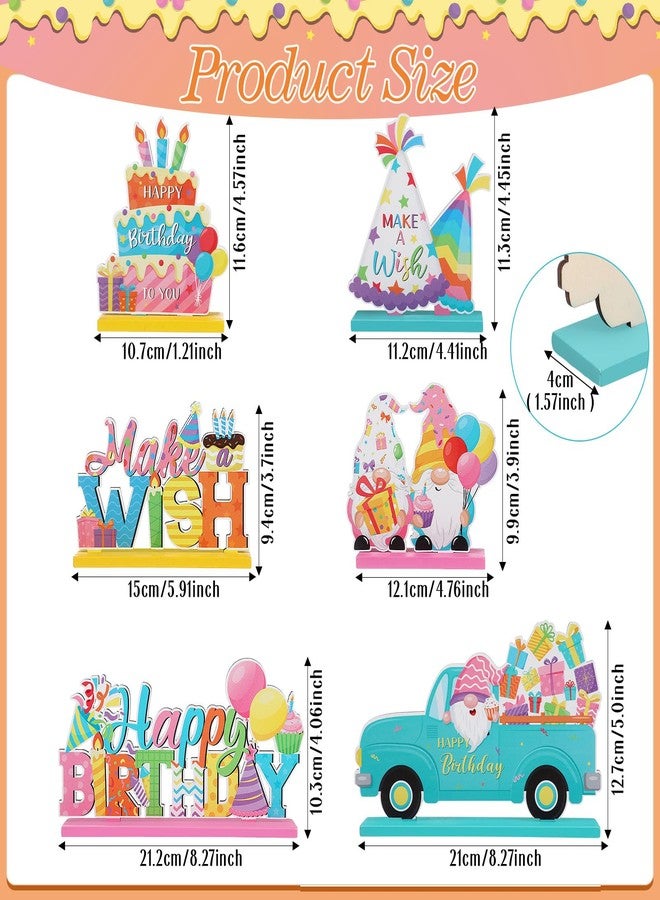 Blosssound 6 Pcs Colorful Birthday Wooden Table Centerpieces Happy Birthday Table Decorations Wooden Sign Topper for Baby Shower Party Favor Booth Props Supplies - Image 2