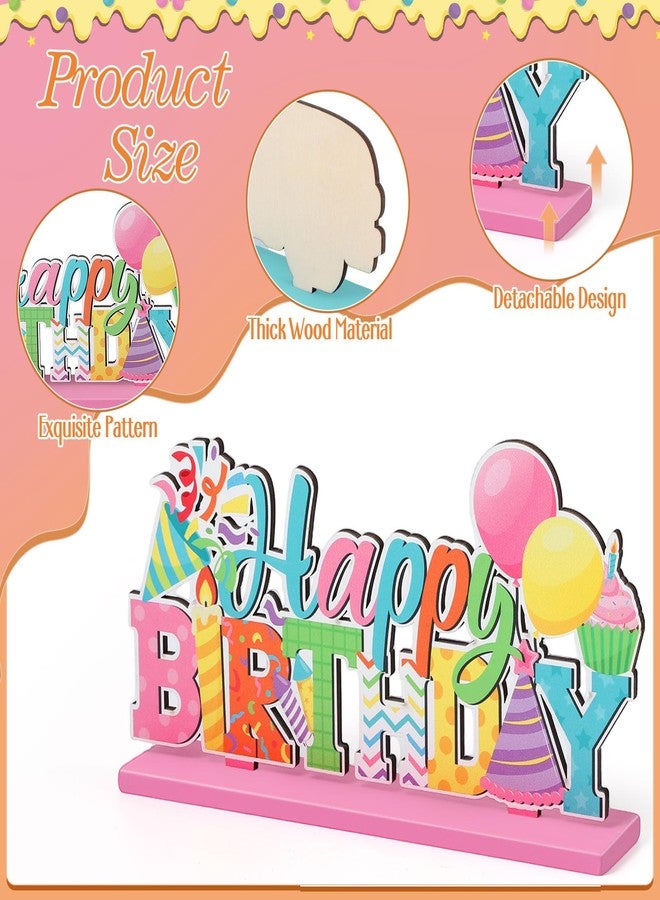 Blosssound 6 Pcs Colorful Birthday Wooden Table Centerpieces Happy Birthday Table Decorations Wooden Sign Topper for Baby Shower Party Favor Booth Props Supplies - Image 3