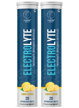 Electrolyte 20x2 Effervescent Tablets - With Sodium, Potassium, Magnesium, Calcium, Vitamin C, B6, B12, & Zinc - Sugar-Free, Vegan, Keto-Friendly - Lemon Flavor