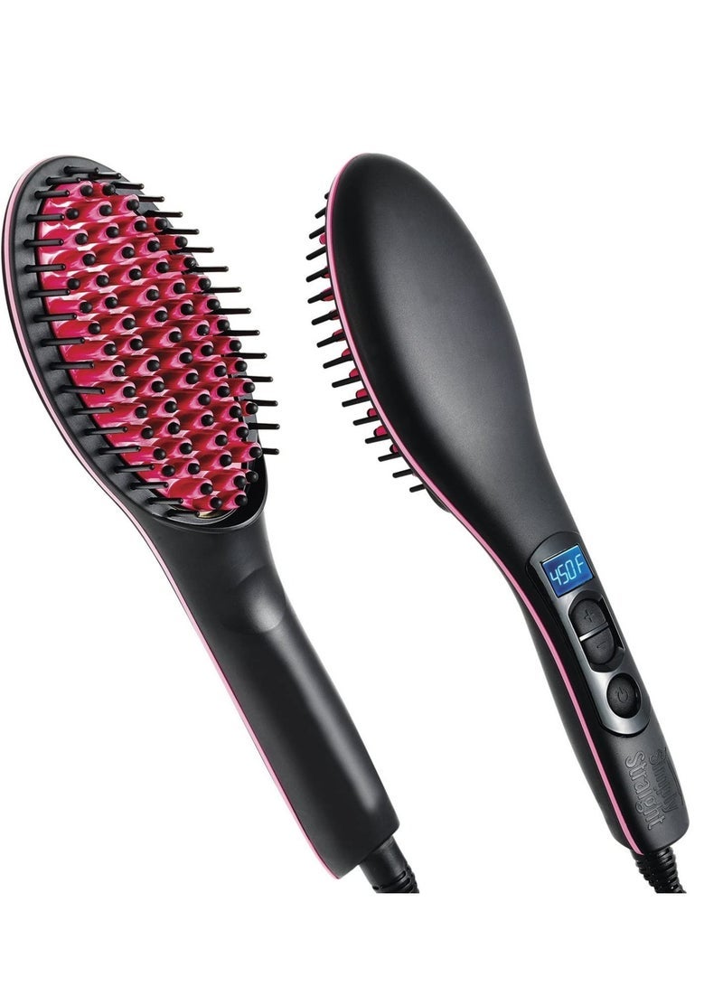 Simply Straight Ceramic Hair Straightening Brush, Black/Pink - Image 4