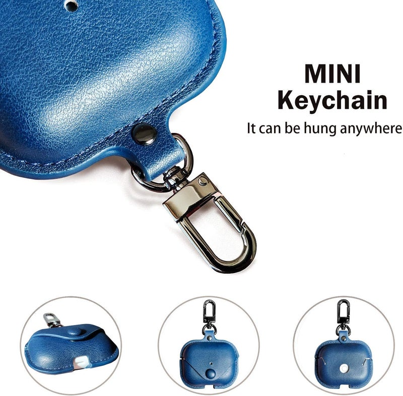 Printme Compatible for Airpods Pro 2nd Generation Case Cover, PU Leather Case Cover Protective Case with Keychain for New Airpods Pro 2 Case 2022 [Front LED Visible] (Blue) - Image 5