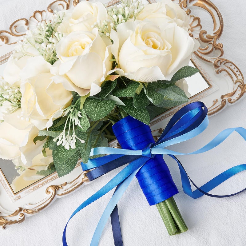 Mauproy 3/8 Inch Blue Satin Ribbon, 4 Rolls Total 40 Yards, Double Faced Mixed Blue Thin Ribbon for Gift Wrapping, Flower Bouquets, Crafts, Wedding Decorations - Image 5