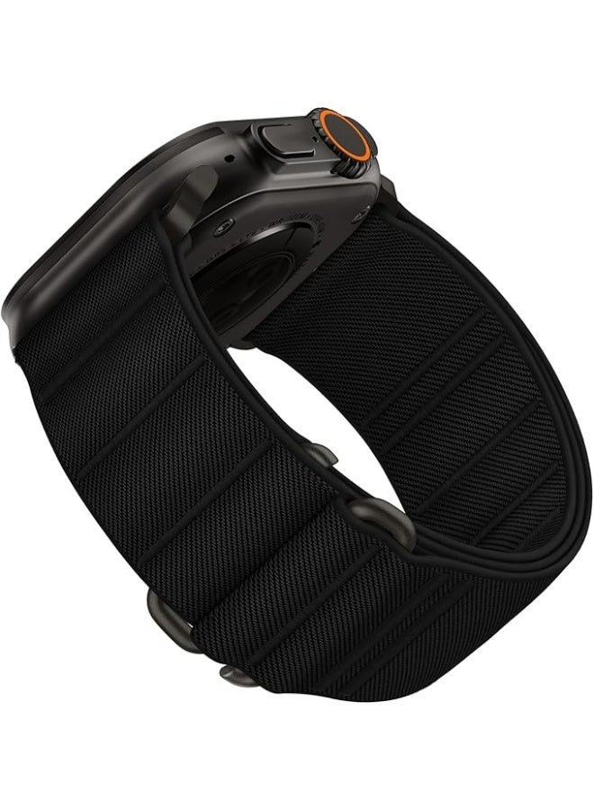 سوار رياضي من النايلون المرن مع خطاف على شكل S، متوافق مع Apple Watch Ultra بمقاسات 49 ملم 45 ملم 44 ملم 42 ملم 41 ملم 40 ملم 38 ملم، حزام معصم قابل للتعديل لسلسلة iWatch Ultra SE 9 8 7 6 5 4 3 2 1 للرجال والنساء - Image 1