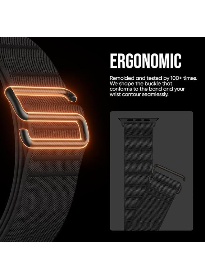 سوار رياضي من النايلون المرن مع خطاف على شكل S، متوافق مع Apple Watch Ultra بمقاسات 49 ملم 45 ملم 44 ملم 42 ملم 41 ملم 40 ملم 38 ملم، حزام معصم قابل للتعديل لسلسلة iWatch Ultra SE 9 8 7 6 5 4 3 2 1 للرجال والنساء - Image 5
