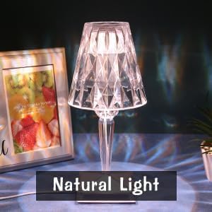 Lavnik Acrylic Cape Touch Lamp Bedside Lamp Dimmable Crystal Lamp 3 Colors lamp Cordless Lamp for BedroomTouch LampTable Lamps for Living Room Bedroom Dinner Bar Restaurant Outdoor - Image 4