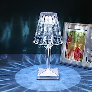 Lavnik Acrylic Cape Touch Lamp Bedside Lamp Dimmable Crystal Lamp 3 Colors lamp Cordless Lamp for BedroomTouch LampTable Lamps for Living Room Bedroom Dinner Bar Restaurant Outdoor - Image 5