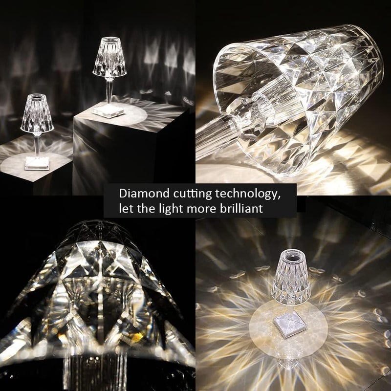 Lavnik Acrylic Cape Touch Lamp Bedside Lamp Dimmable Crystal Lamp 3 Colors lamp Cordless Lamp for BedroomTouch LampTable Lamps for Living Room Bedroom Dinner Bar Restaurant Outdoor - Image 3