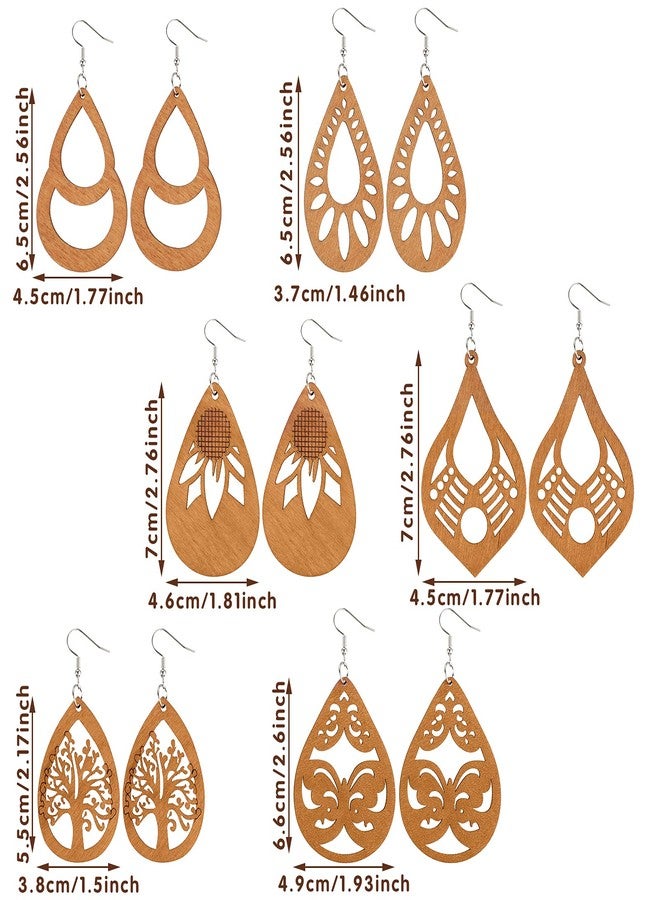 MTLEE 20 Pairs African Wooden Dangle Earrings Lightweight Ethnic Style Drop Earrings Geometric Wooden Earrings for Women(Elegant Style) - Image 3