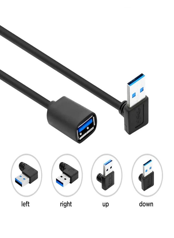 ALINNA 90 Degree USB 3.0 Extension Cable, Black USB 3.0 Male to Female Extender Cord 30cm (Down Angle) - Image 2