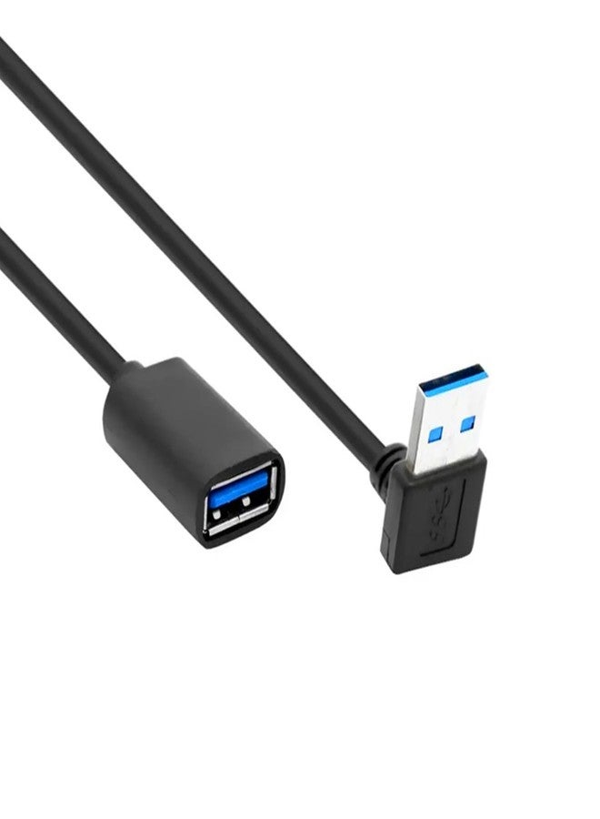 ALINNA 90 Degree USB 3.0 Extension Cable, Black USB 3.0 Male to Female Extender Cord 30cm (Down Angle) - Image 1