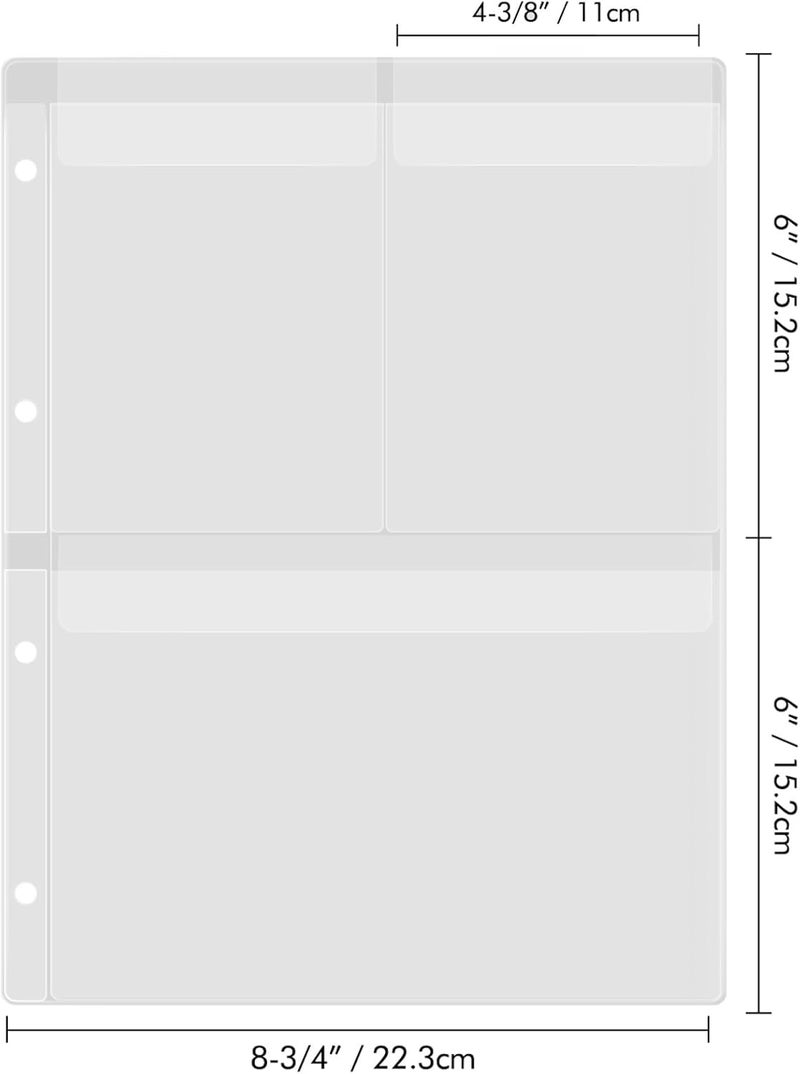 CYFUN DESIGN 20 Sheet Binder Pockets Inserts with Three Pockets A4 Size 4 Hole Binder Folder for Dies and Stamps Storage,Waterproof PVC Clear Bags Protectors for Cutting Dies Stencil Album Stamp Crafts Storage - Image 3