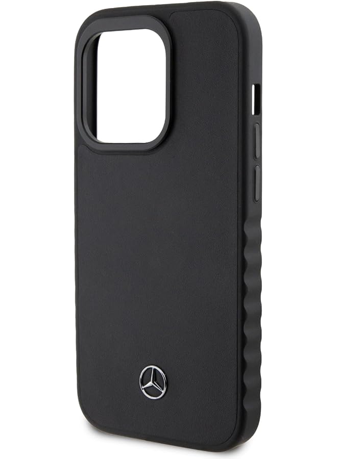 Mercedes Benz Genuine Leather Case For Iphone 15 Pro Max With Metallic Logo Scratch And Drop Protection Smooth Finish Easy Snap On – Black