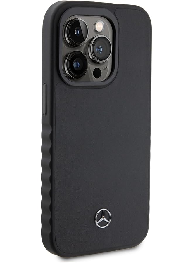 Mercedes Benz Genuine Leather Case For Iphone 15 Pro Max With Metallic Logo Scratch And Drop Protection Smooth Finish Easy Snap On – Black