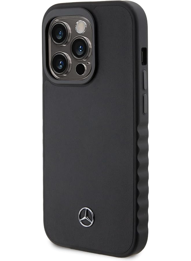 Mercedes Benz Genuine Leather Case For Iphone 15 Pro Max With Metallic Logo Scratch And Drop Protection Smooth Finish Easy Snap On – Black