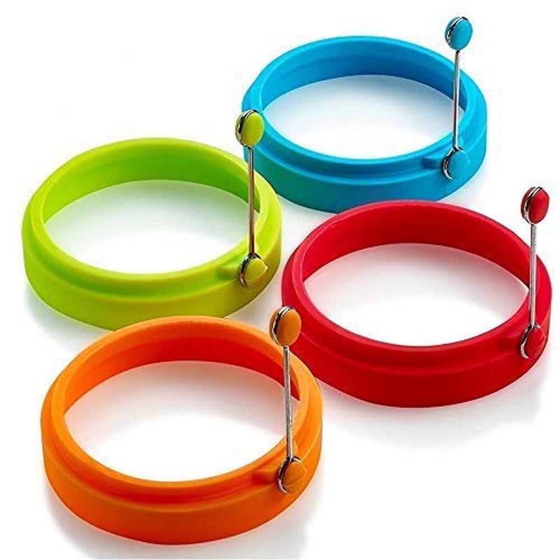 Emoly Silicone Non Stick Egg Cooking Rings Perfect Fried Egg Mold or Pancake Rings New4pcs Multicolor