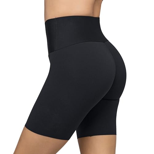 Leonisa Stay-in-Place Seamless Shaper Shorts for Women - High Waisted Shapewear Tummy Control - Anti-chafing Slip Shorts Black - Image 1