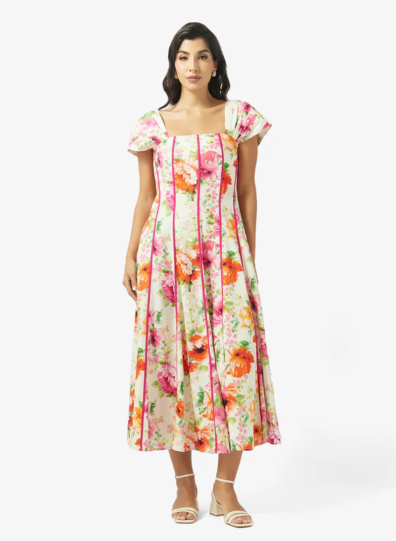 هوب اند ايفي فستان ميدي بياقة  وكورسيه