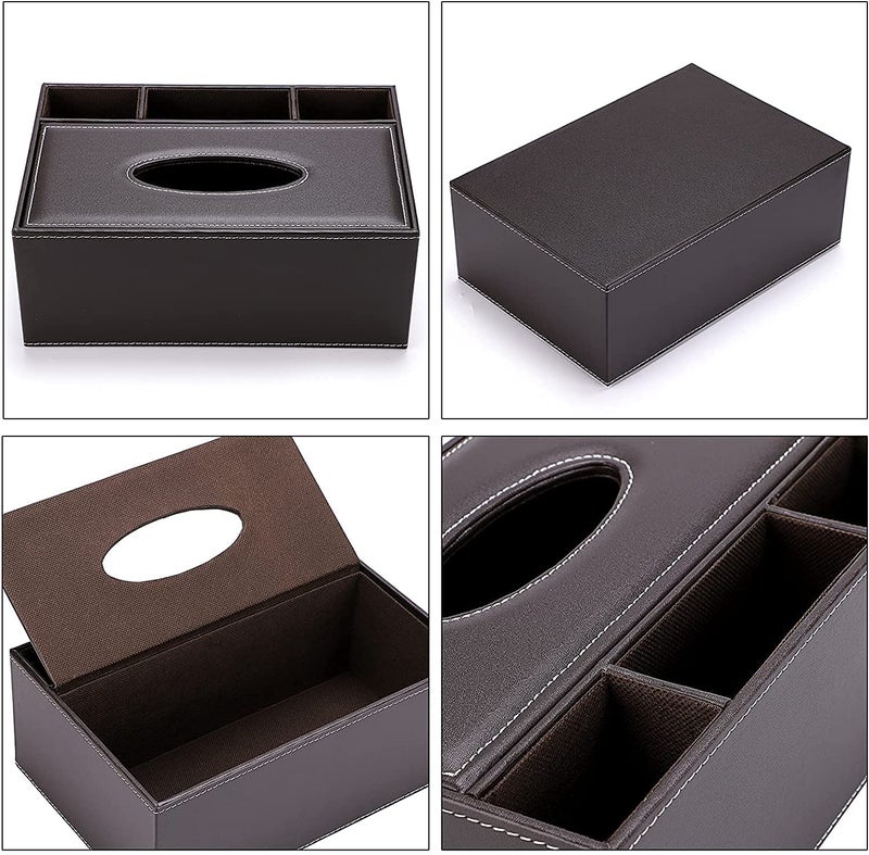 Handcuffs Desk Organiser Office Table Tissue Holder | PU Leather | Remote Stand | Storage Case | Stationery Box | Mobile | Phone | Pen | Pencil | Organizer (Brown) - Image 4