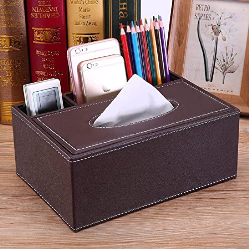 Handcuffs Desk Organiser Office Table Tissue Holder | PU Leather | Remote Stand | Storage Case | Stationery Box | Mobile | Phone | Pen | Pencil | Organizer (Brown) - Image 2