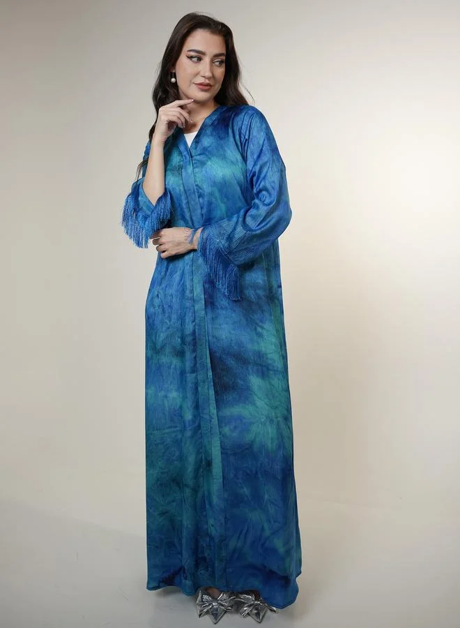 Elena by DStyle Elena by DStyle Tie and Dye Abaya with Tassel Cuff