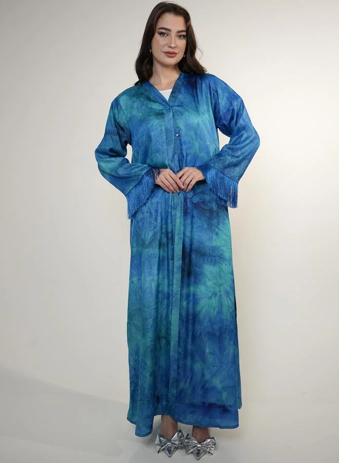 Elena by DStyle Elena by DStyle Tie and Dye Abaya with Tassel Cuff