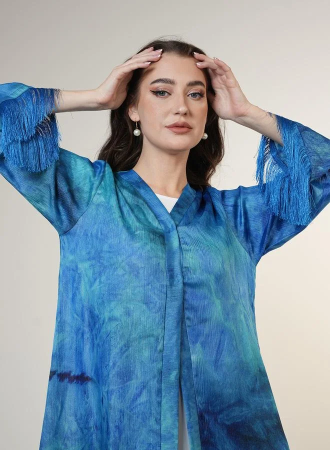 Elena by DStyle Elena by DStyle Tie and Dye Abaya with Tassel Cuff