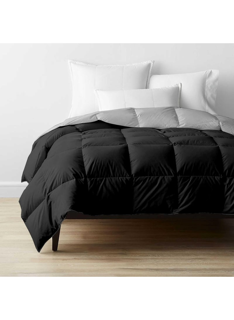 Grace Linen Grace Linen Reversible Comforter King Size Soft Microfiber 300 GSM Comforter for Winter Blanket Soft Luxury Design DuvetBlanket King Size 92X106 BlackSilver Grey Color  - Image 3