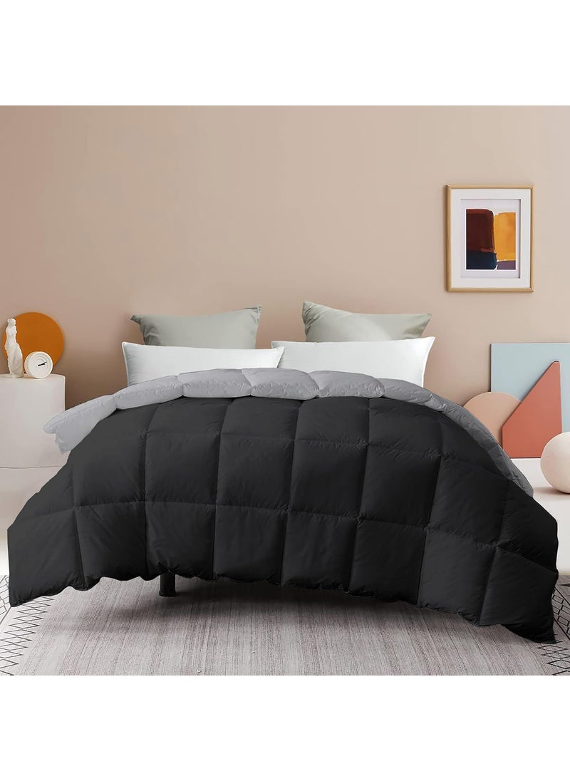 Grace Linen Grace Linen Reversible Comforter King Size Soft Microfiber 300 GSM Comforter for Winter Blanket Soft Luxury Design DuvetBlanket King Size 92X106 BlackSilver Grey Color  - Image 4