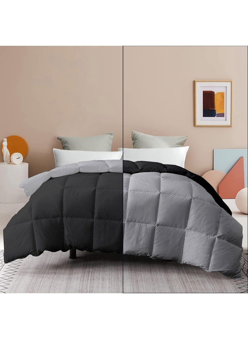 Grace Linen Grace Linen Reversible Comforter King Size Soft Microfiber 300 GSM Comforter for Winter Blanket Soft Luxury Design DuvetBlanket King Size 92X106 BlackSilver Grey Color  - Image 2