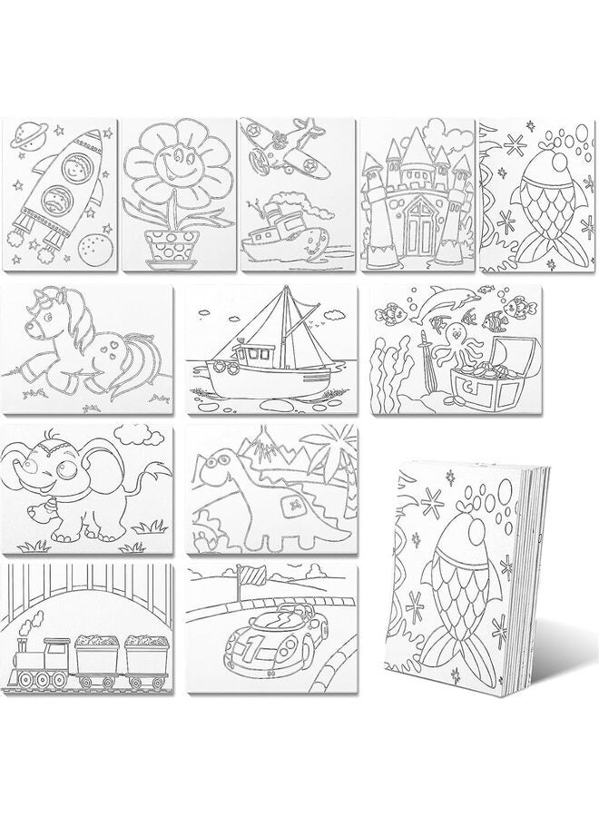 12 قطعة من القماش المرسوم مسبقًا للرسم للأطفال، مجموعة من القماش المطبوع للرسم على القماش للرسم في أول وآخر يوم دراسي، هدية حفل الرسم للأطفال والطلاب الفنانين - Image 1