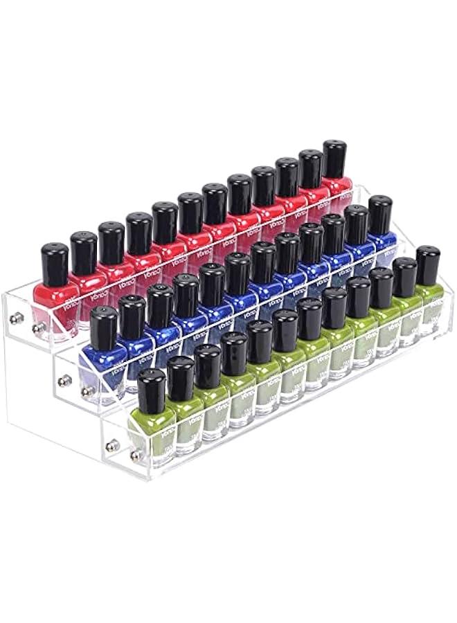 Arabest Nail Polish Rack 3 Tier Acrylic Display Stand Holder Nail Polish Organizer Essential Oil Storage Paint Shelf Holds Up to 36-56 Bottles  - Image 1
