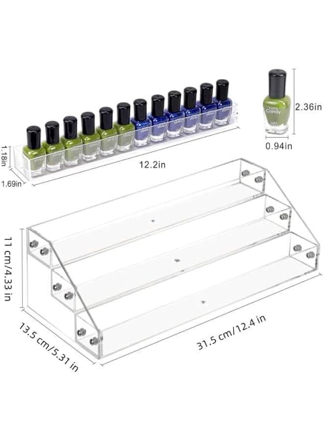 Arabest Nail Polish Rack 3 Tier Acrylic Display Stand Holder Nail Polish Organizer Essential Oil Storage Paint Shelf Holds Up to 36-56 Bottles  - Image 3
