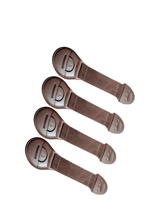 BabySafeHouse Safety Lock for Cabinet, Drawer, Fridge, Cupboard for Child & Infant Safety, Furniture Latch with 3M Adhesive (Pack of 4) (Brown) - Image 1
