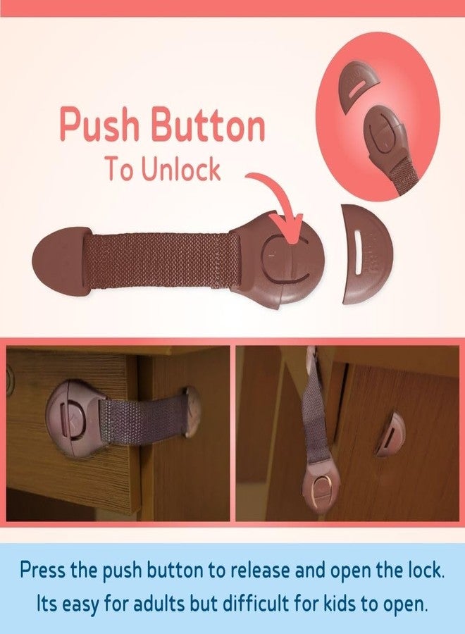 BabySafeHouse Safety Lock for Cabinet, Drawer, Fridge, Cupboard for Child & Infant Safety, Furniture Latch with 3M Adhesive (Pack of 4) (Brown) - Image 4