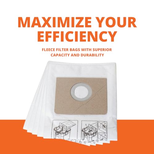 Fein Nonwoven Fleece Filter Bag for Turbo I Dust Extractors - Holds 2-3x More than Regular Filter Bags, Tear-Resistant Material, Dustex 25 L Model, 5-Pack - 31345061010 - Image 4