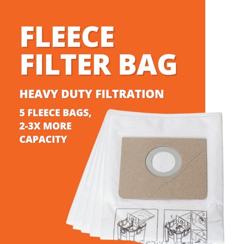 Fein Nonwoven Fleece Filter Bag for Turbo I Dust Extractors - Holds 2-3x More than Regular Filter Bags, Tear-Resistant Material, Dustex 25 L Model, 5-Pack - 31345061010 - Image 2
