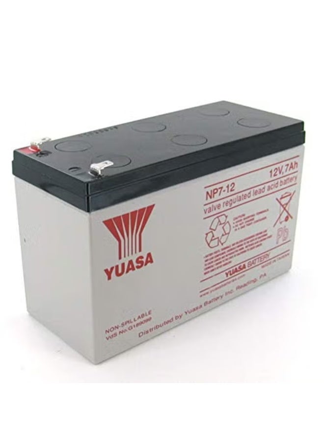 Yuasa NP7-12 12V/7Ah Sealed Lead Acid Battery with Faston-6.35mm Terminal - Image 2
