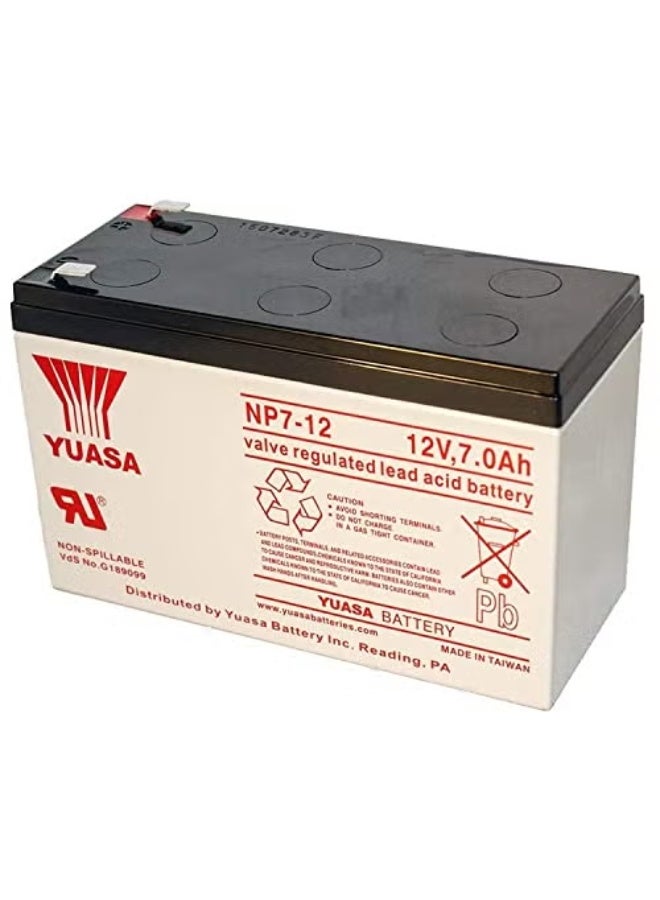 Yuasa NP7-12 12V/7Ah Sealed Lead Acid Battery with Faston-6.35mm Terminal - Image 1