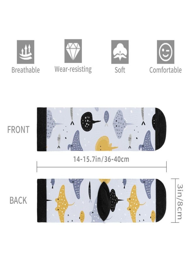 MOLIAN Women's Men's Fun Novelty Crazy Crew Socks Cartoon Fish And Stingray Dress Socks - Image 5