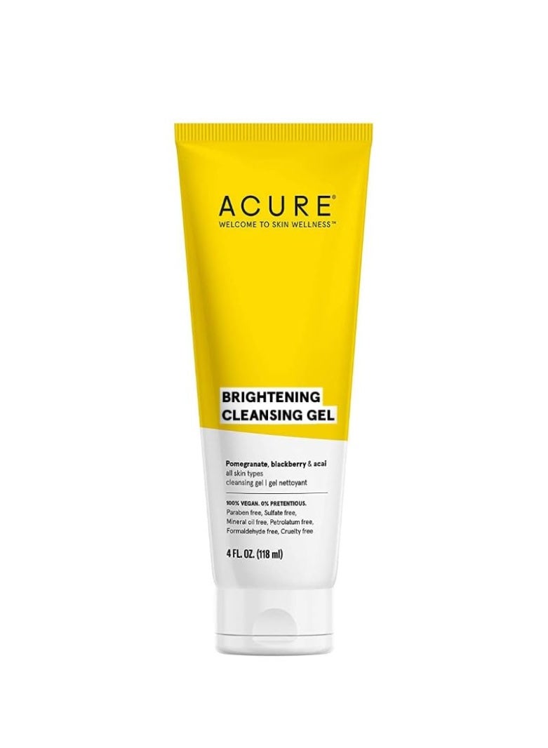 Acure Brightening Cleansing Gel - Vegan Face Scrub, Gentle Facial Cleanser for Radiant Skin with Pomegranate, Blackberry & Acai Infused, Antioxidant-Rich Formula for All Skin Types - 4 fl oz - Image 1