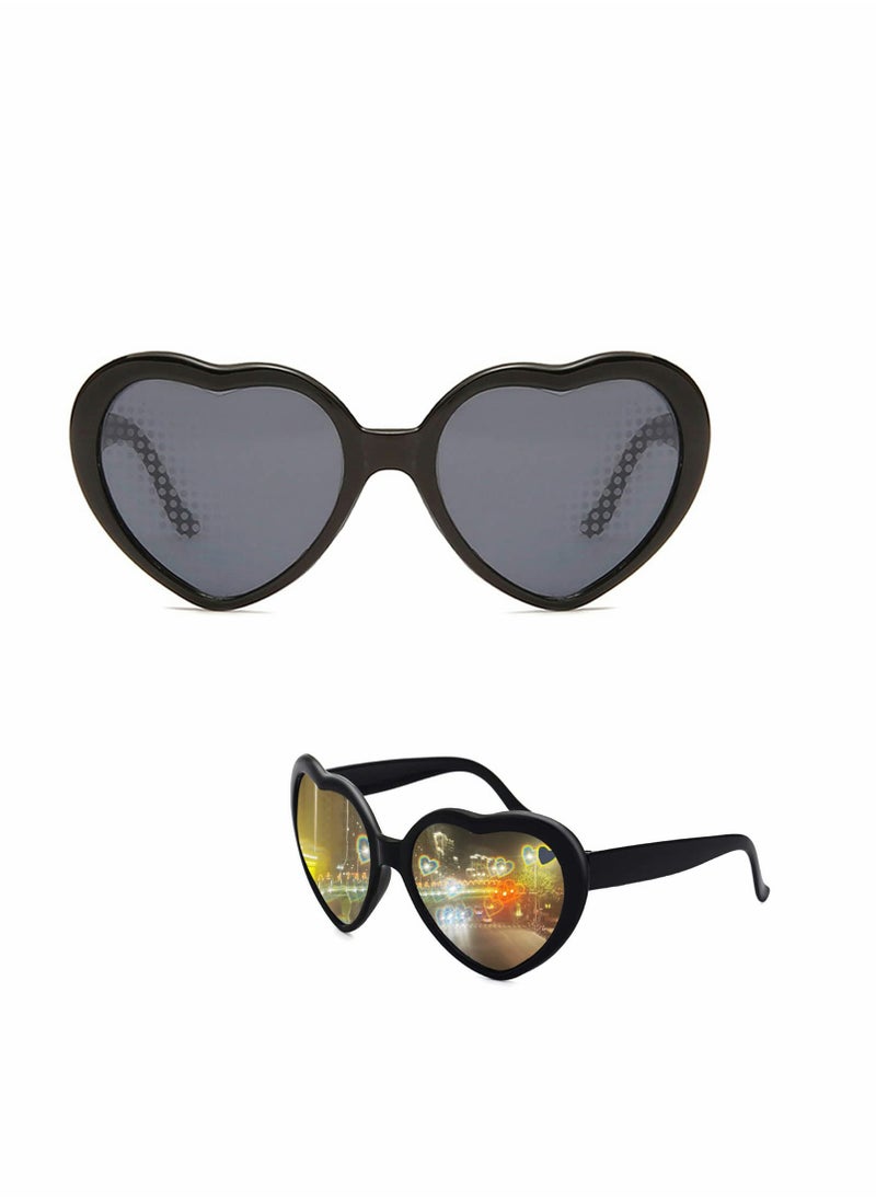 SYOSI - Heart Sunglasses,  Peach Heart Special Effects Sunglasses Funny Light Diffraction Eyeglasses Heart Light Glasses Magnetic Glasses Clip on Sunglasses Plastic Frame for Night Driving - Image 1