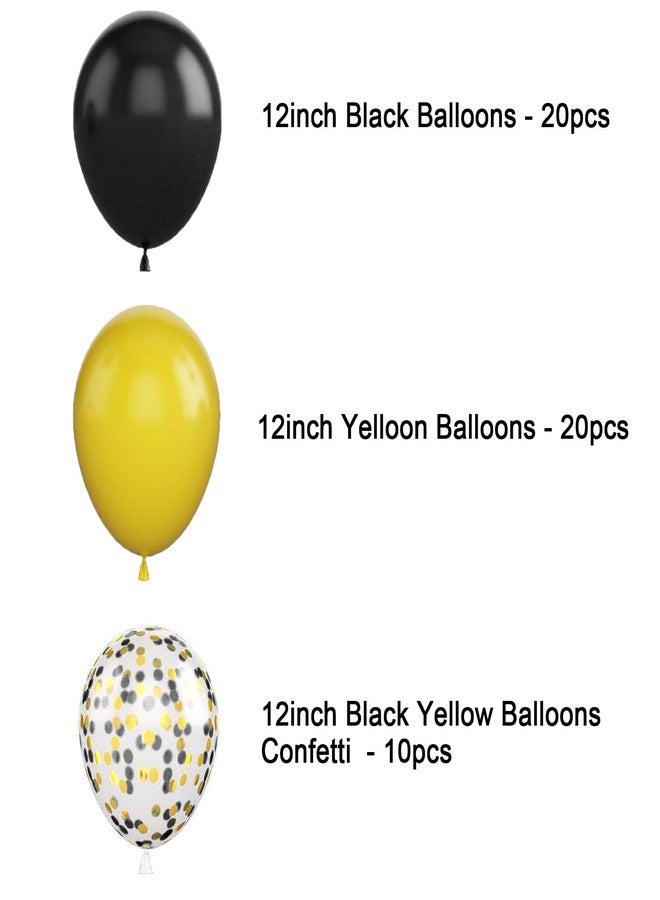 Aimto Yellow Black Balloons, Yellow and Black Confetti Latex Balloon for Party Decorations,12 Inch,Pack of 50 - Image 2